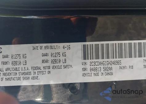 2016 Dodge Charger Sxt from USA, damaged, VIN 2C3CDXHG1GH246965